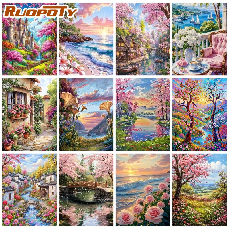 Art Craft Easy Ideas - RUOPOTY Sunset Beach Peinture par numéros