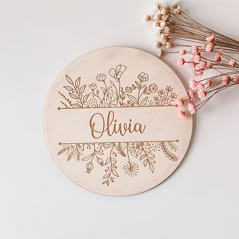 Art Craft Christmas - Plaque de nom gravée florale personnalisée,